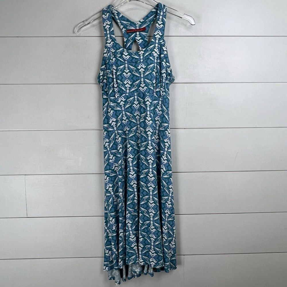 KRIMSON KLOVER Womens‎ XS Blue Teal Aztec Print Shelf Bra Stretch Tank Dress